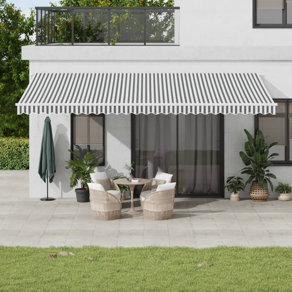 Tenda na ručno uvlačenje antracit i bijela 600 x 350 cm