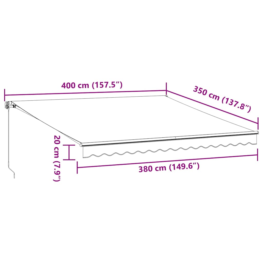 Tenda na ručno uvlačenje antracit i bijela 400 x 350 cm