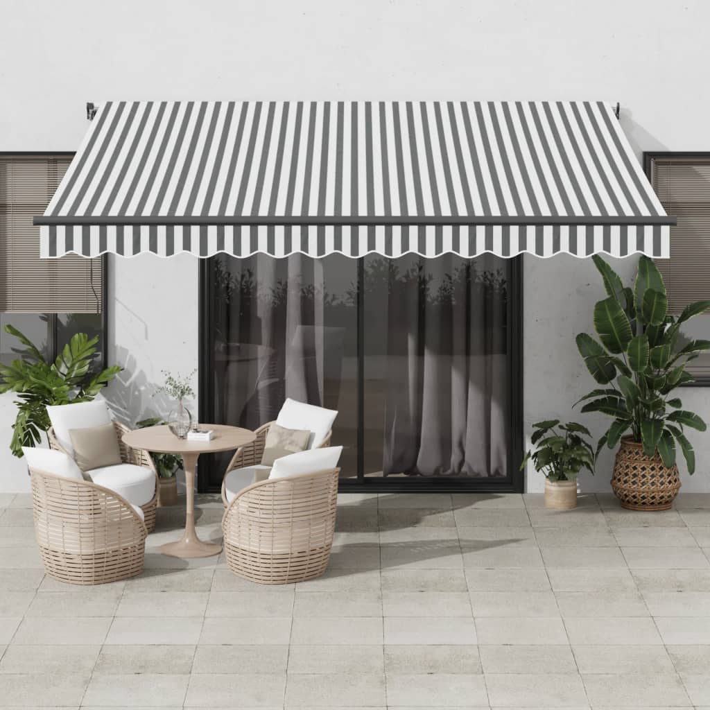 Tenda na ručno uvlačenje antracit i bijela 400 x 350 cm