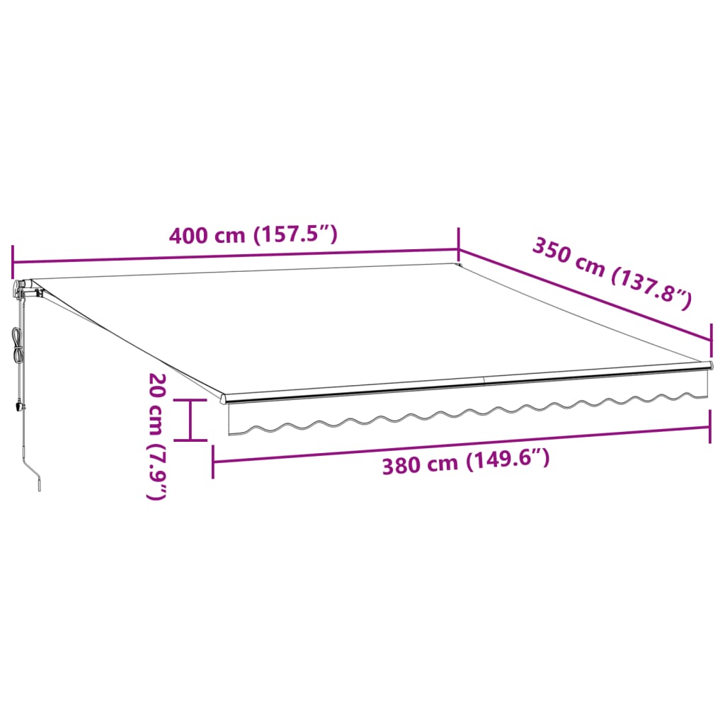 Tenda na automatsko uvlačenje antracit i bijela 400 x 350 cm