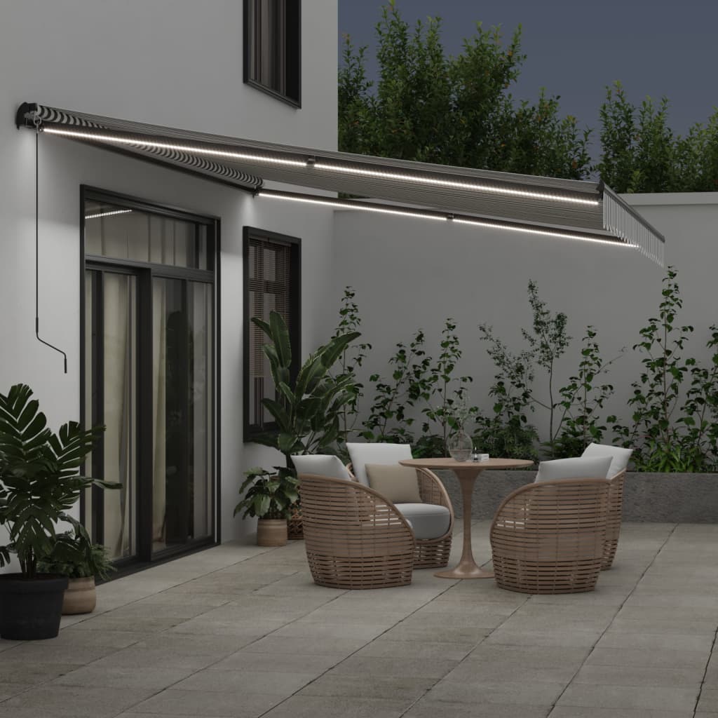Tenda na ručno uvlačenje s LED antracit i bijela 500 x 350 cm