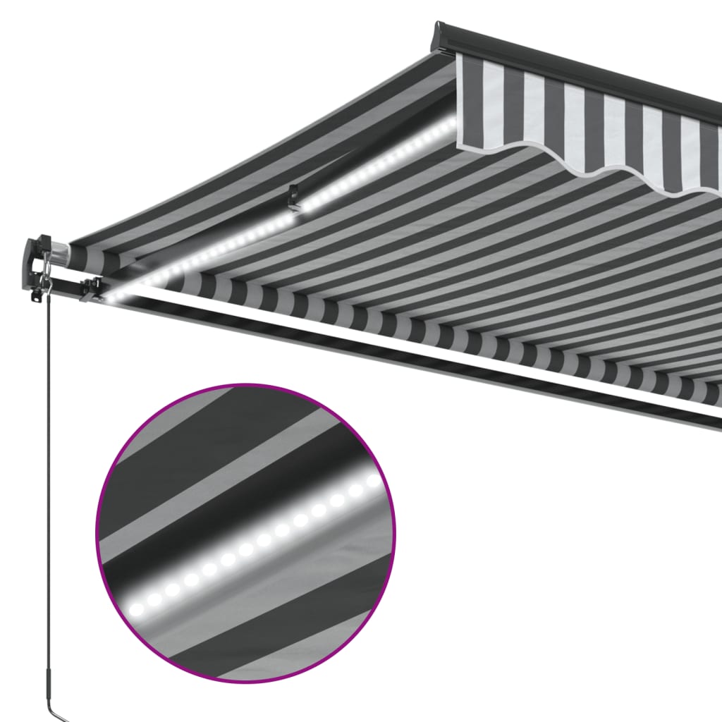Tenda na ručno uvlačenje s LED antracit i bijela 500 x 350 cm
