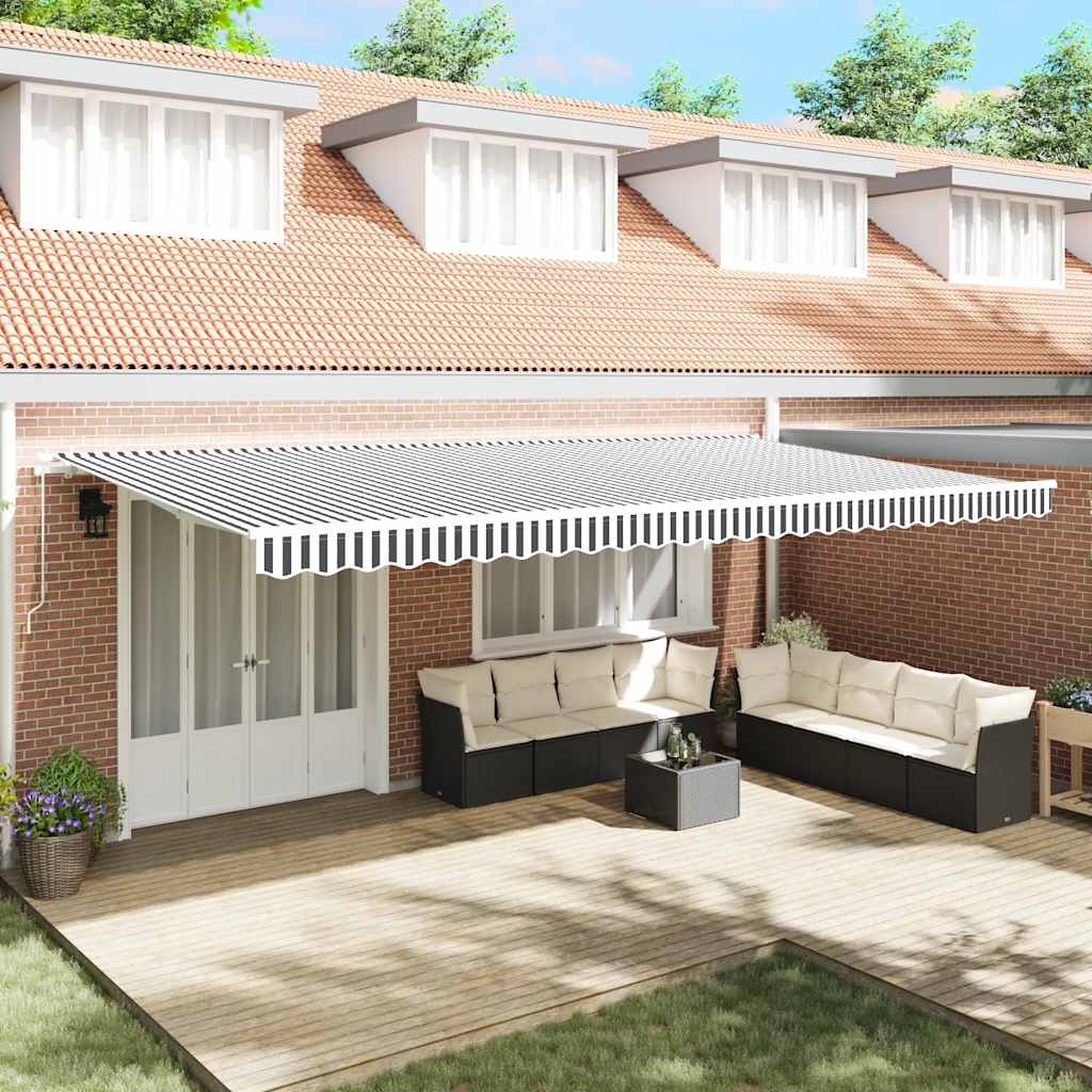 Tenda na ručno uvlačenje antracit&bijela 600x300 cm