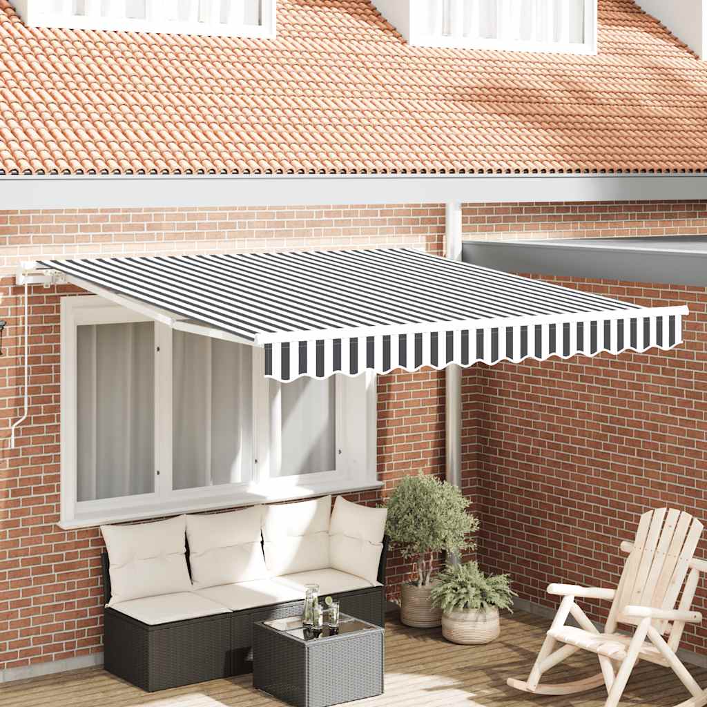 Tenda na ručno uvlačenje antracit i bijela 300 x 250 cm
