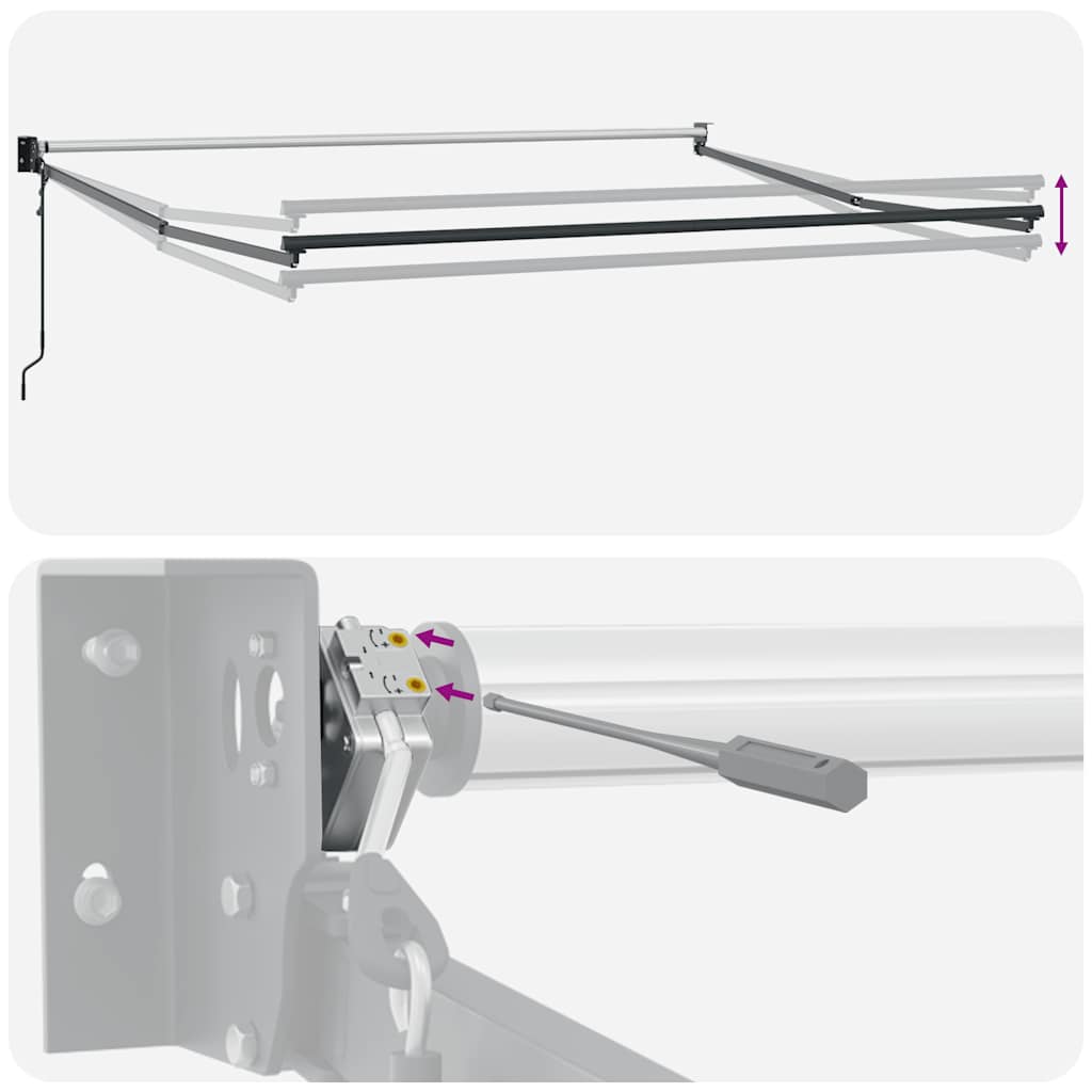 Uvlačiva tenda antracit i bijela 3x2,5 m tkanina i aluminij