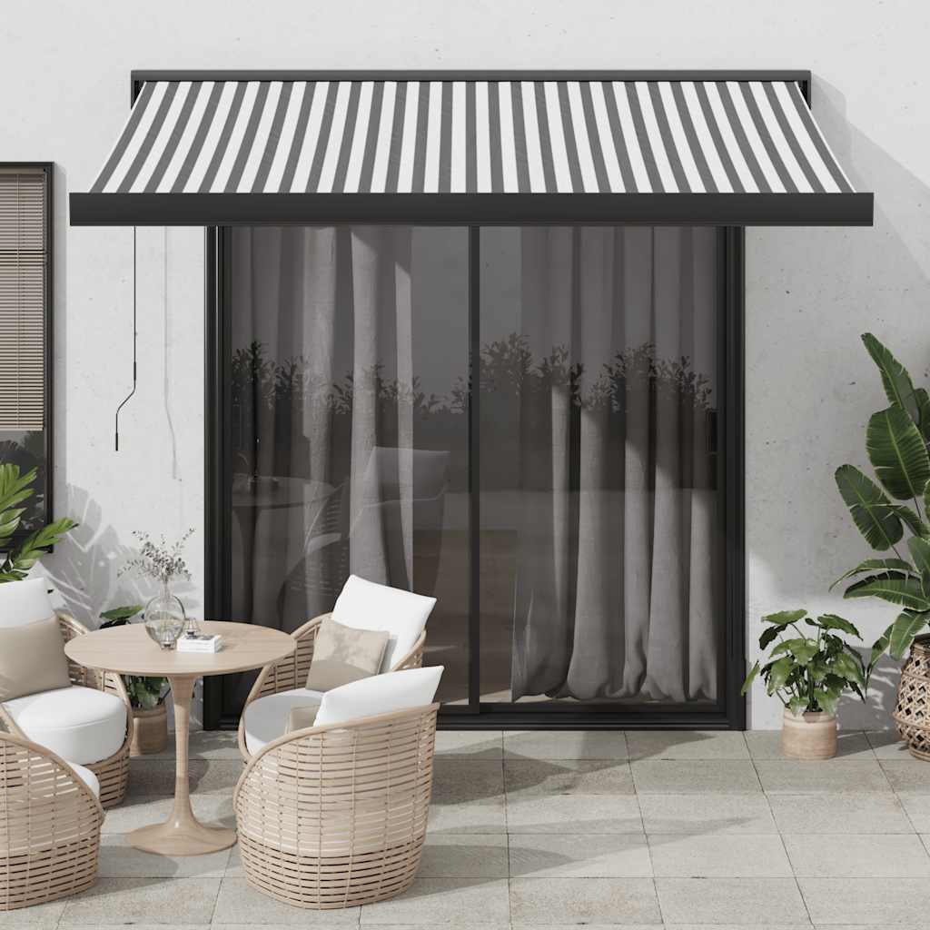 Tenda na uvlačenje antracit-bijela 3,5x2,5 m tkanina i aluminij