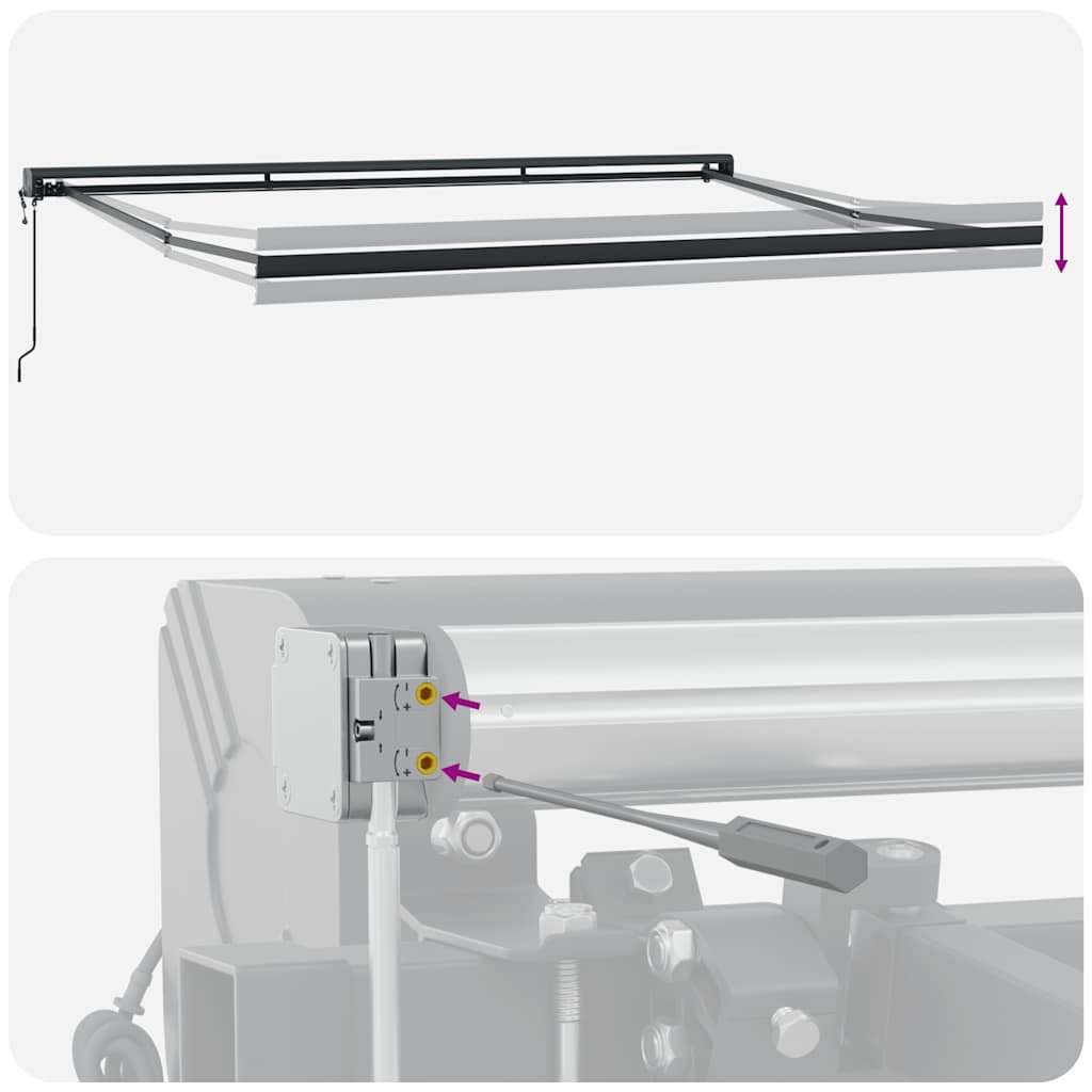 Tenda na uvlačenje antracit-bijela 4,5x3 m tkanina i aluminij