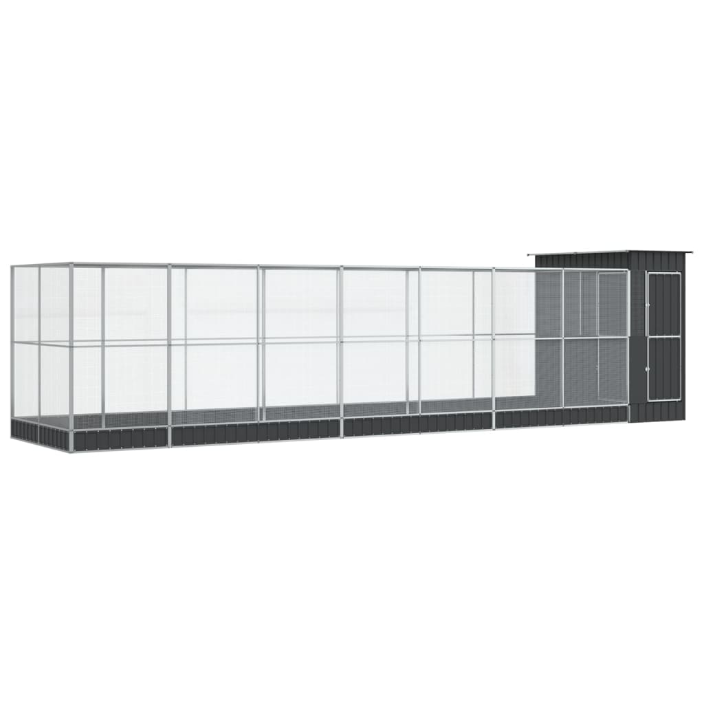 Kavez za ptice s produžetkom srebrni 830x203x216 cm čelični
