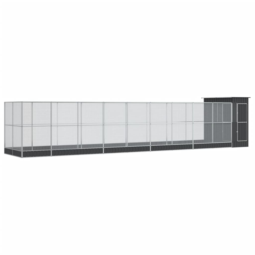 Kavez za ptice s produžetkom srebrni 1037x203x216 cm čelični