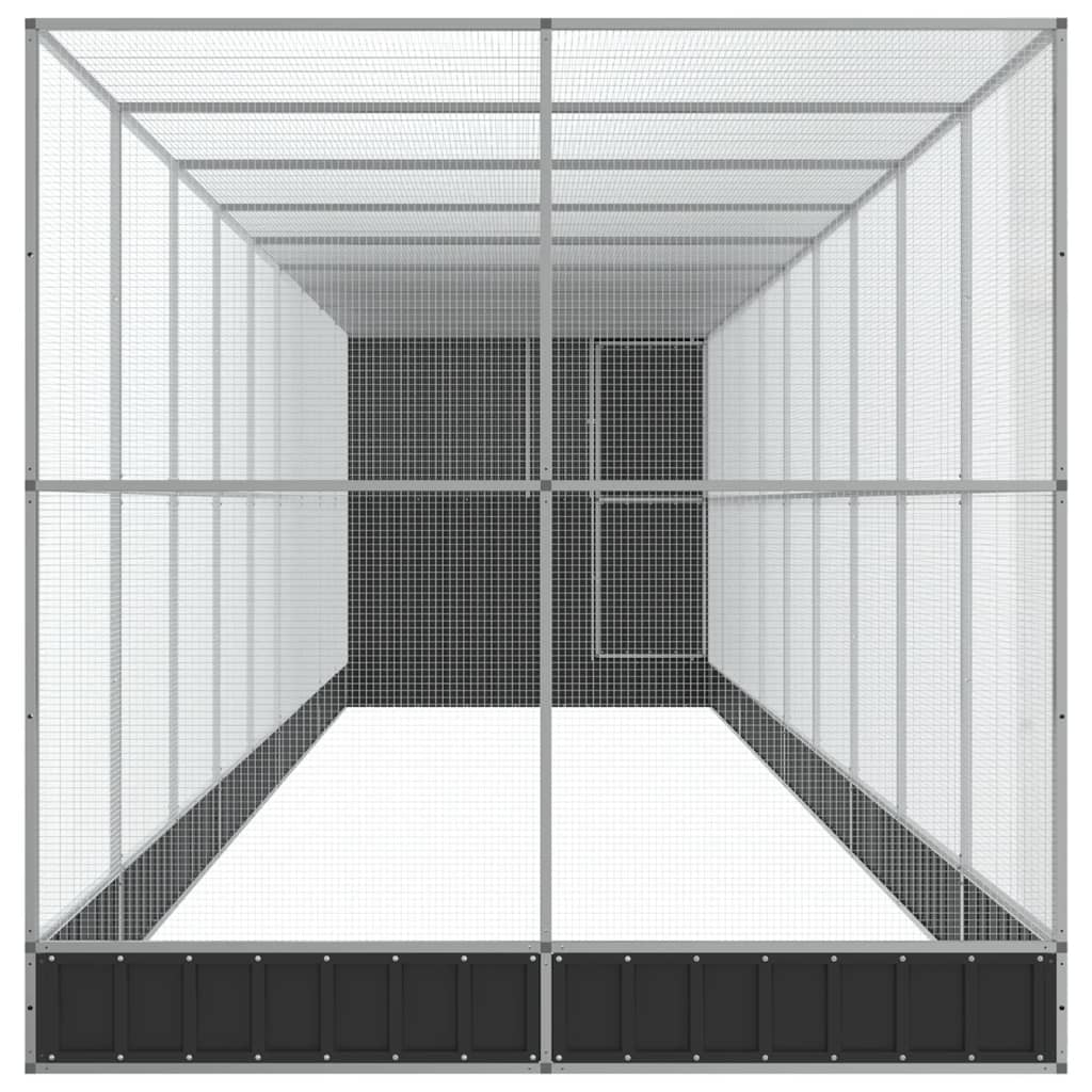 Kavez za ptice s produžetkom srebrni 1037x203x216 cm čelični