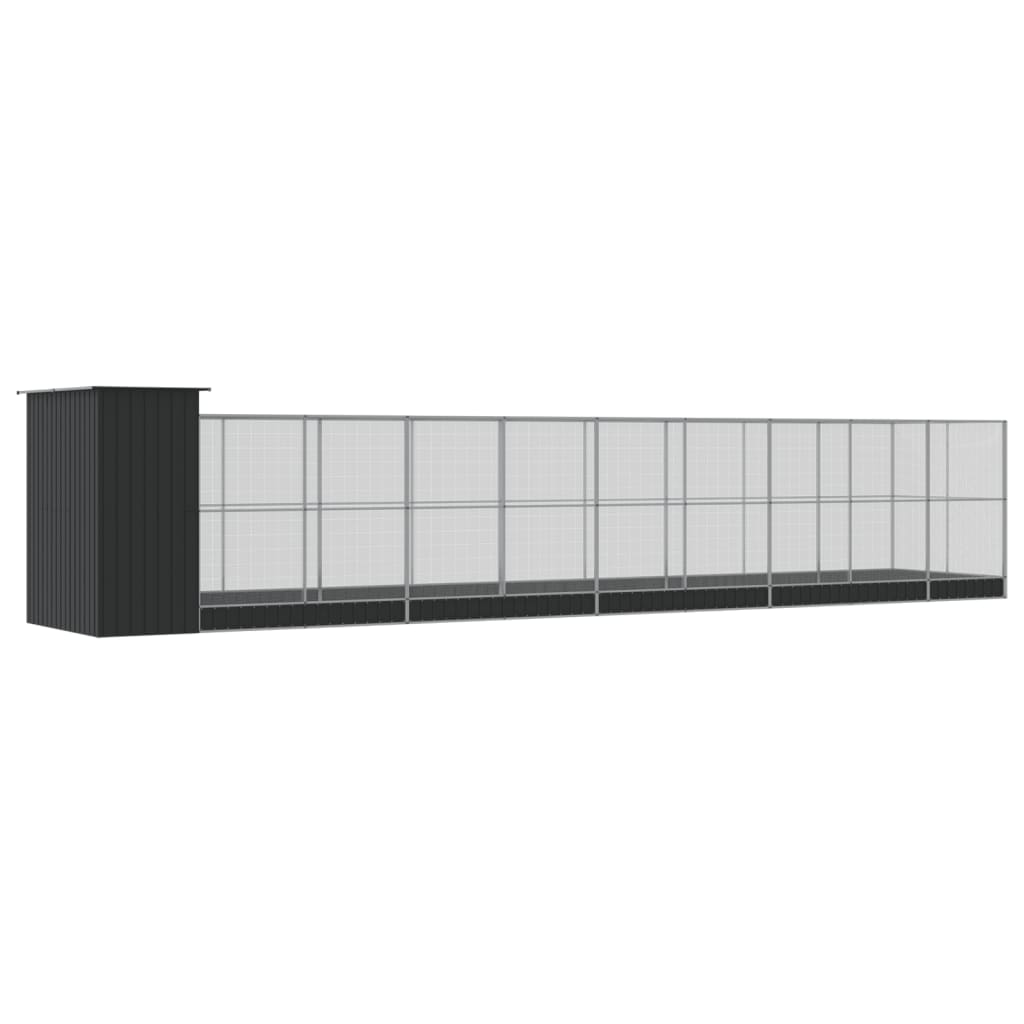 Kavez za ptice s produžetkom srebrni 1037x203x216 cm čelični