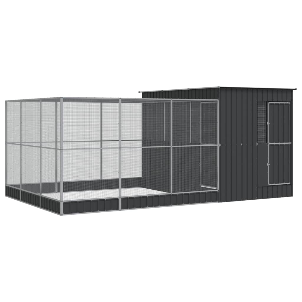 Kavez za ptice s produžetkom srebrni 497x303x216 cm čelični