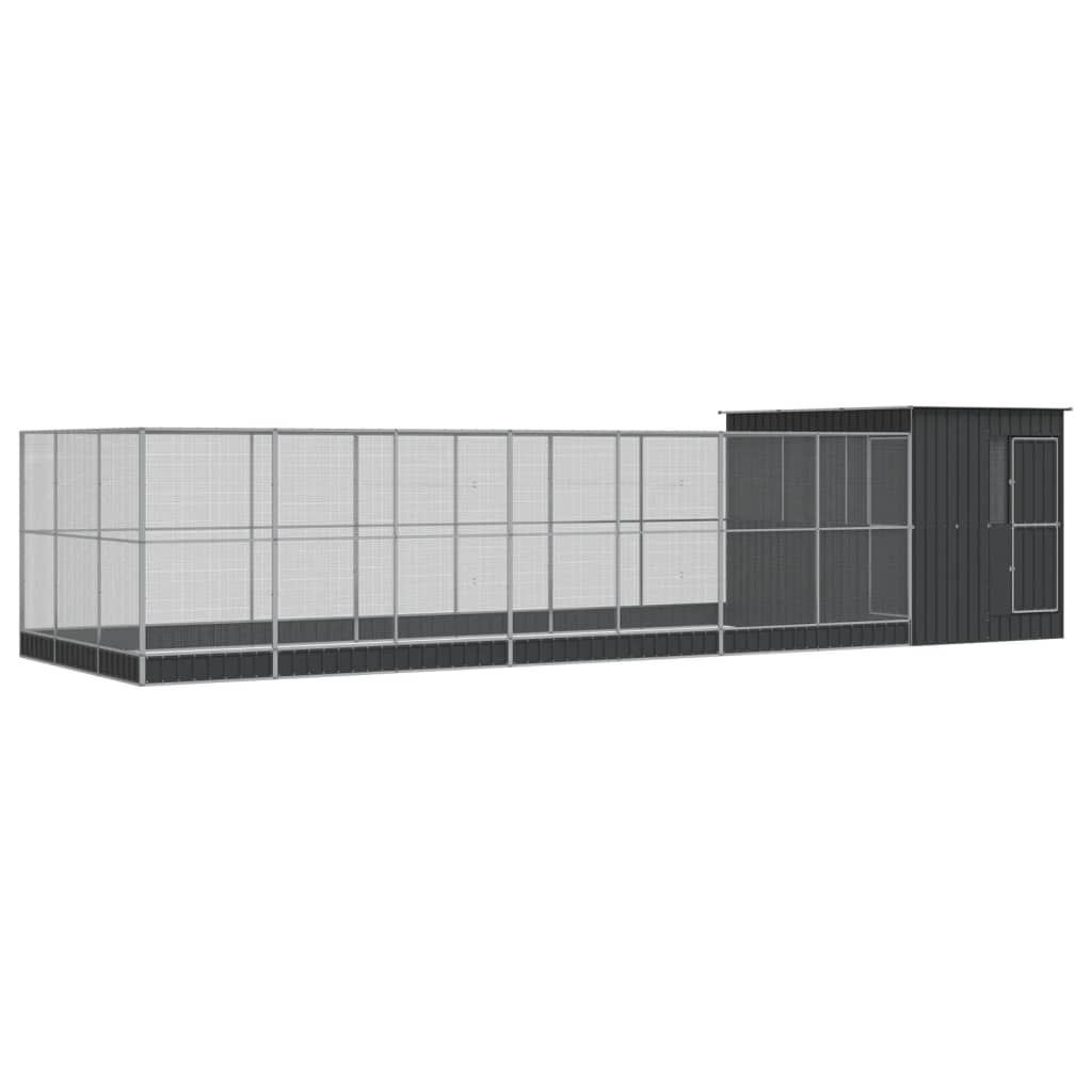 Kavez za ptice s produžetkom srebrni 911x303x216 cm čelični
