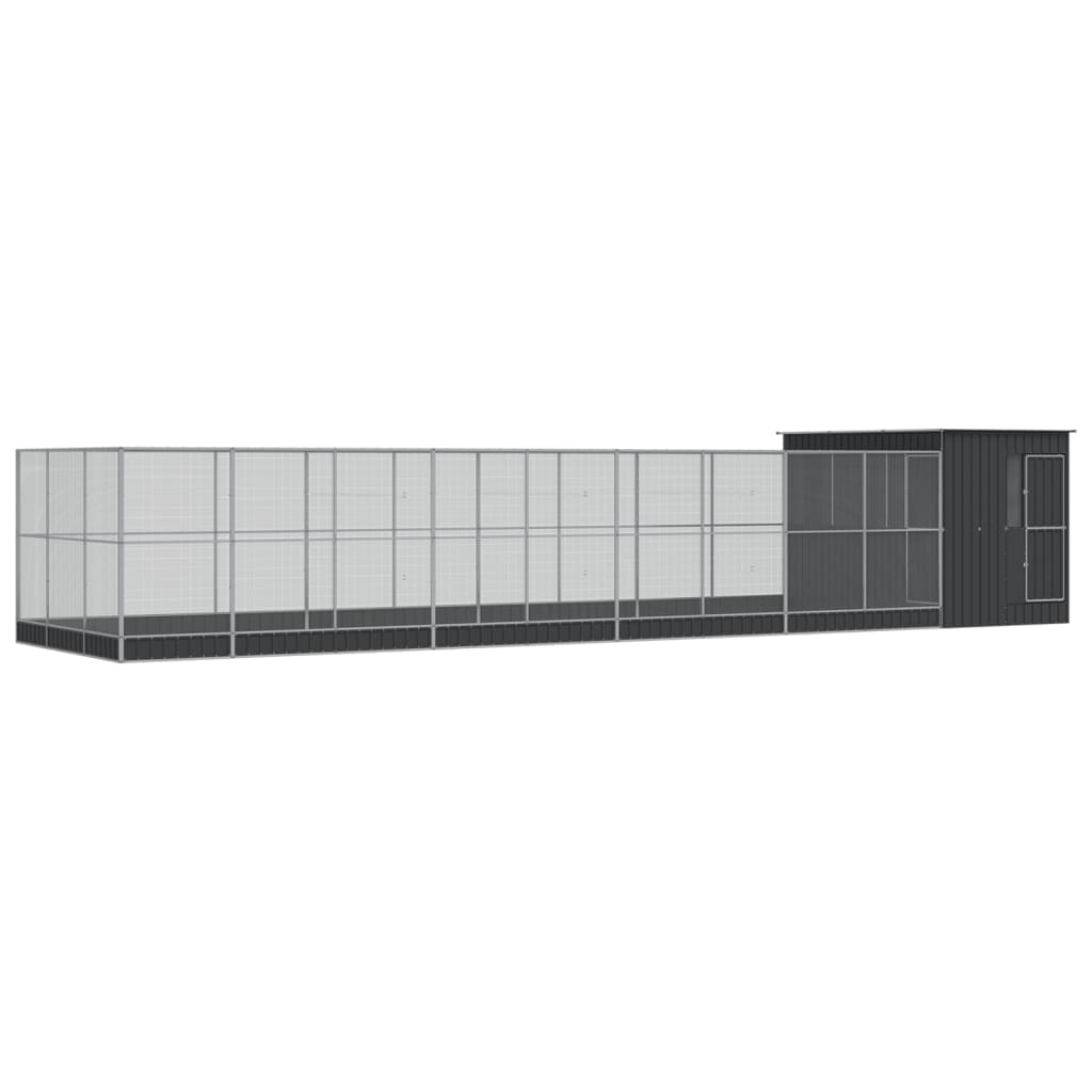 Kavez za ptice s produžetkom srebrni 1118x303x216 cm čelični