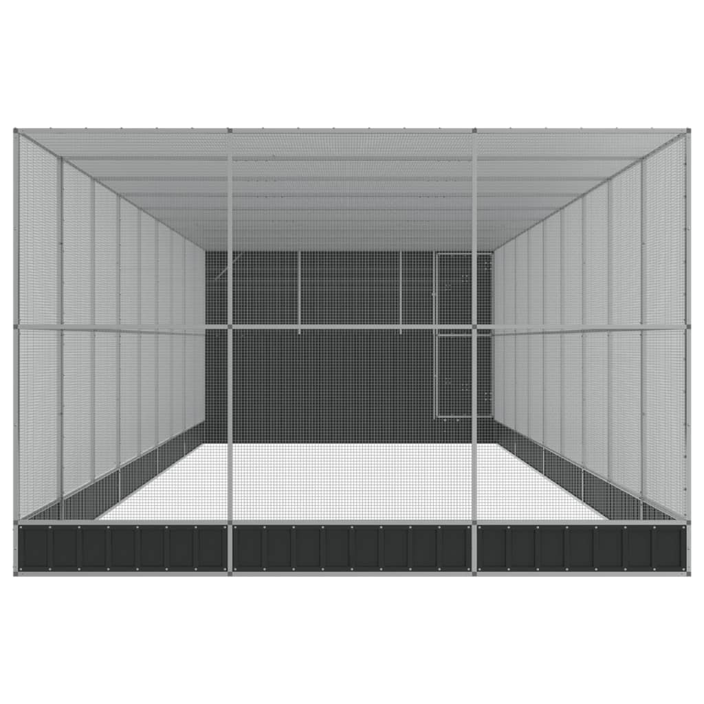 Kavez za ptice s produžetkom srebrni 1118x303x216 cm čelični