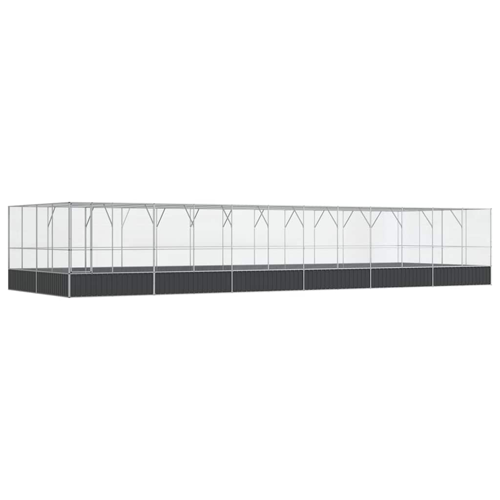 Kavez za ptice s produžetkom srebrni 1246x414x212 cm čelični