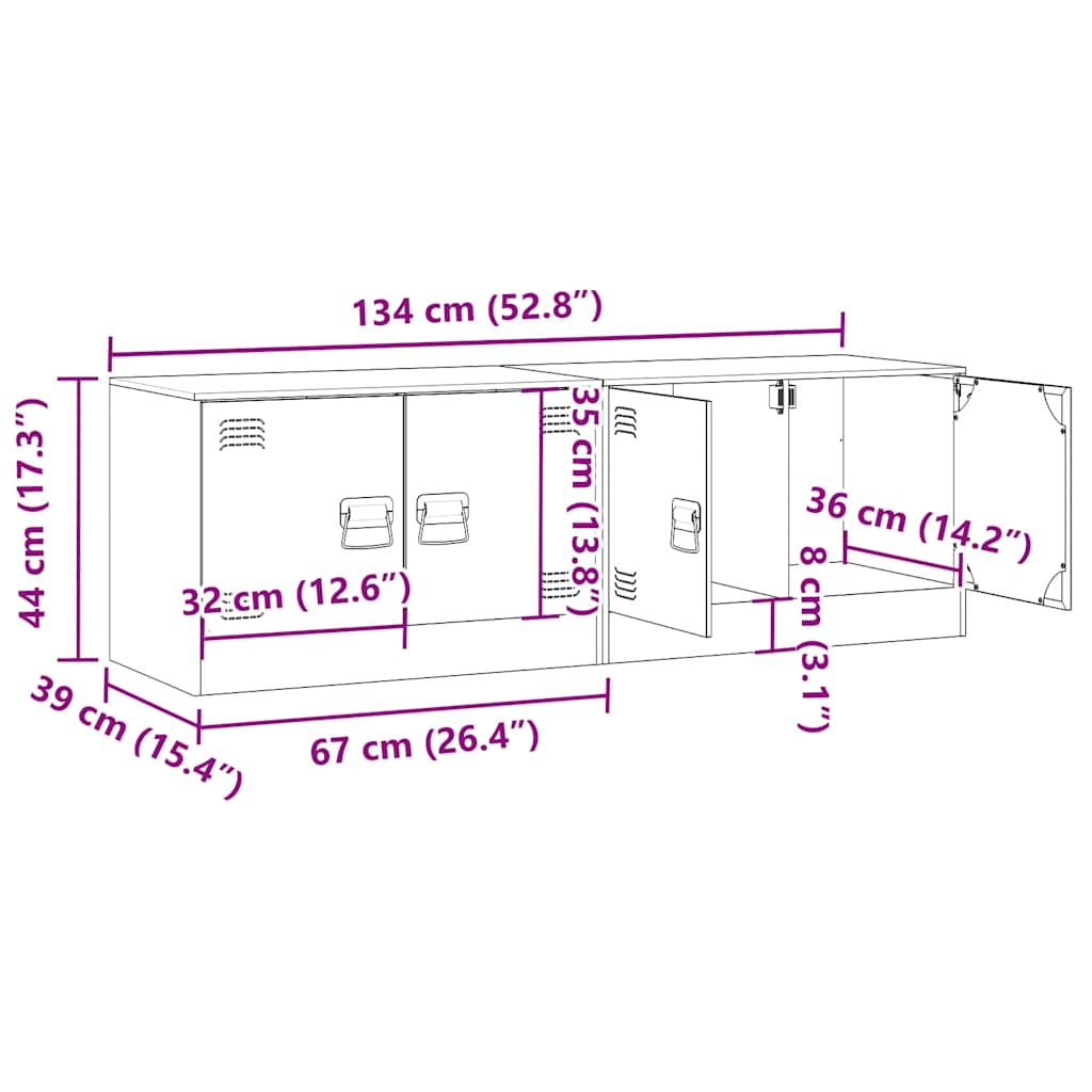 TV ormarići 2 kom crni 67 x 39 x 44 cm čelični