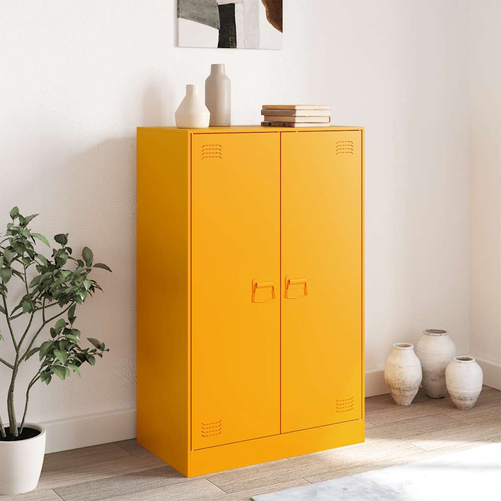 Komoda boja senfa 67 x 39 x 107 cm čelični