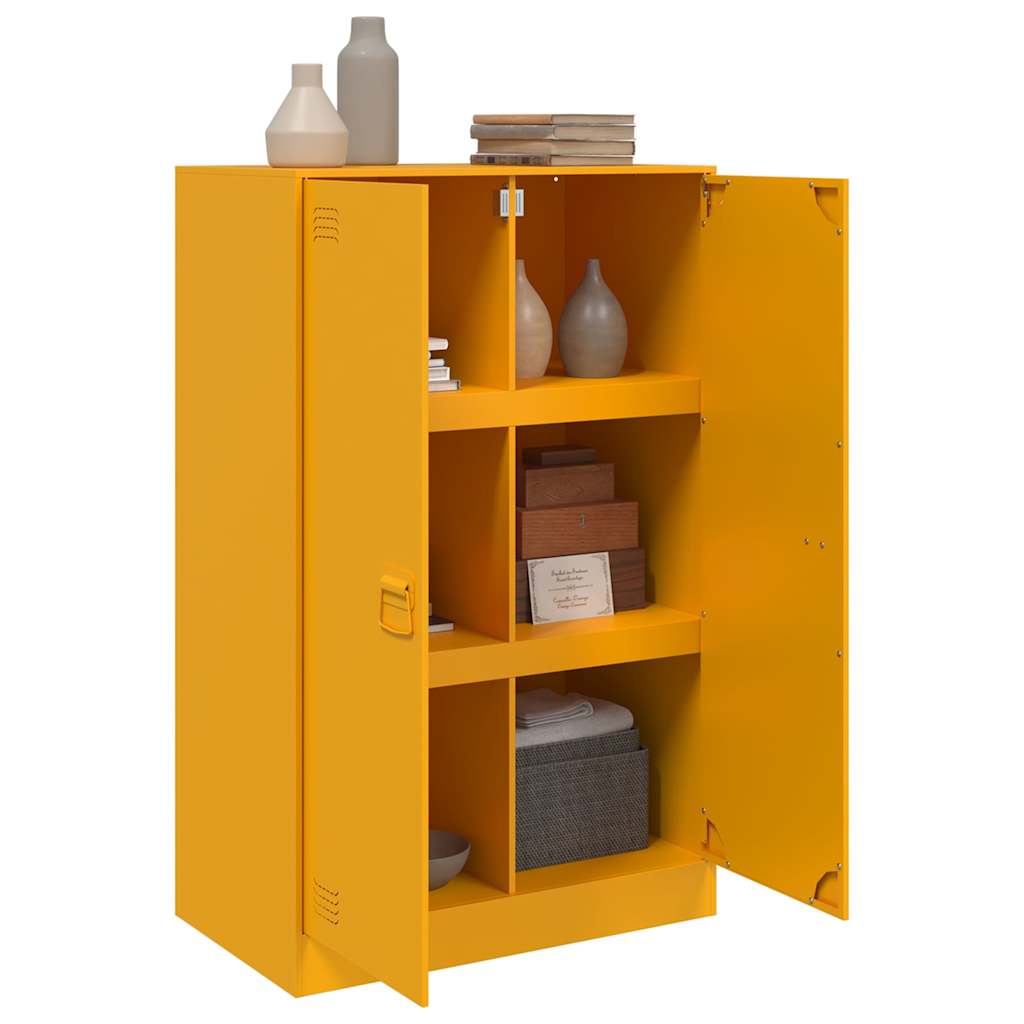Komoda boja senfa 67 x 39 x 107 cm čelični