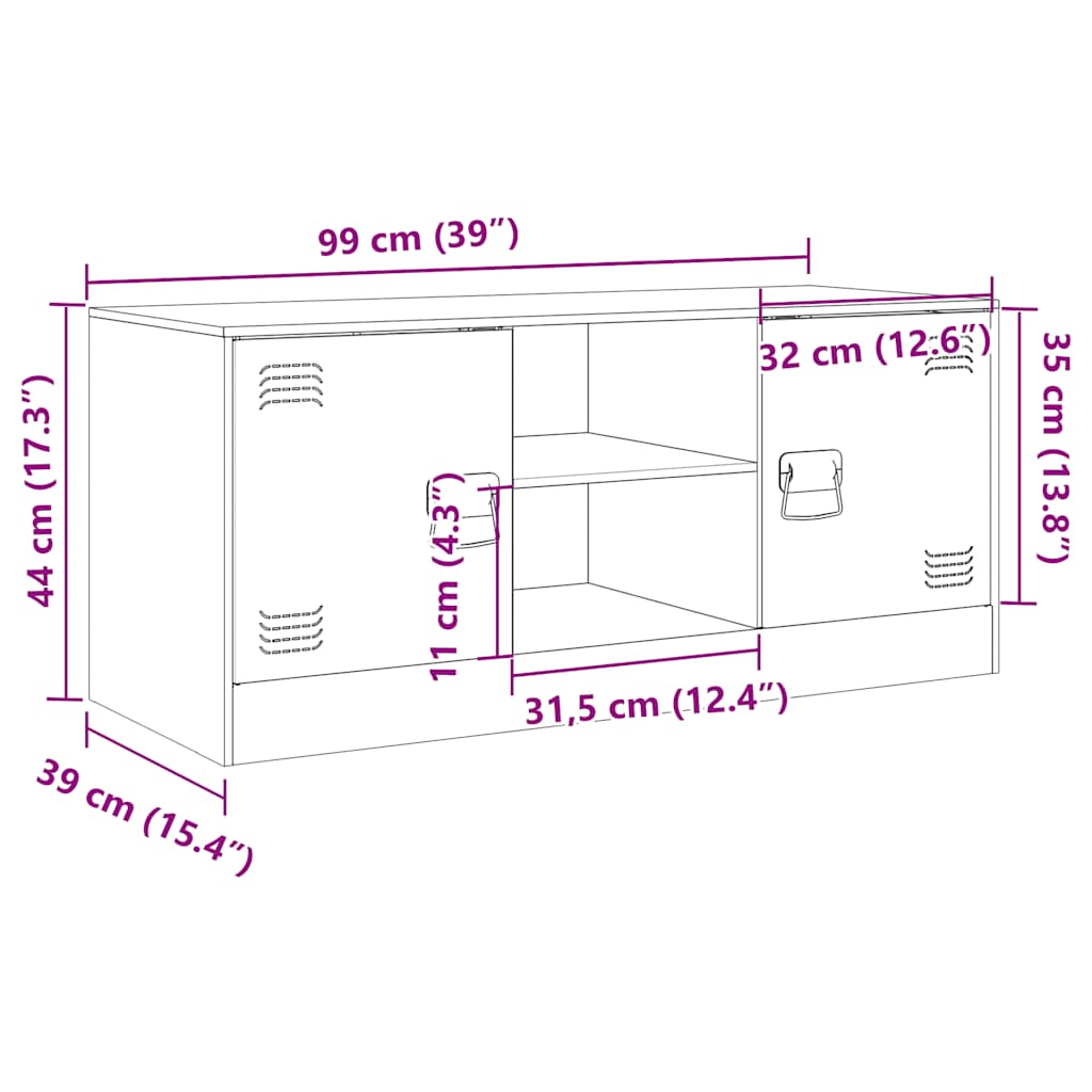 TV ormarić boja senfa 99 x 39 x 44 cm čelični