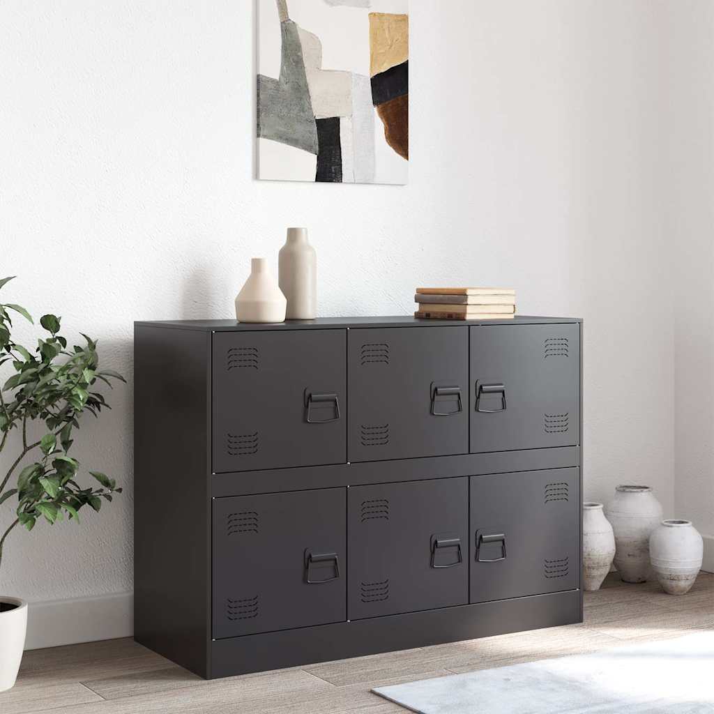 Komoda crna 99 x 39 x 73 cm čelična