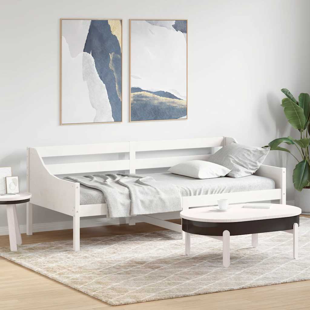 Dnevni krevet bez madraca bijeli 90 x 200 cm masivna borovina