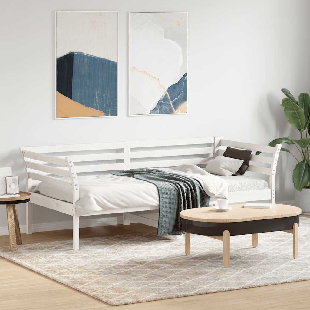 Dnevni krevet bez madraca bijeli 90 x 190 cm masivna borovina