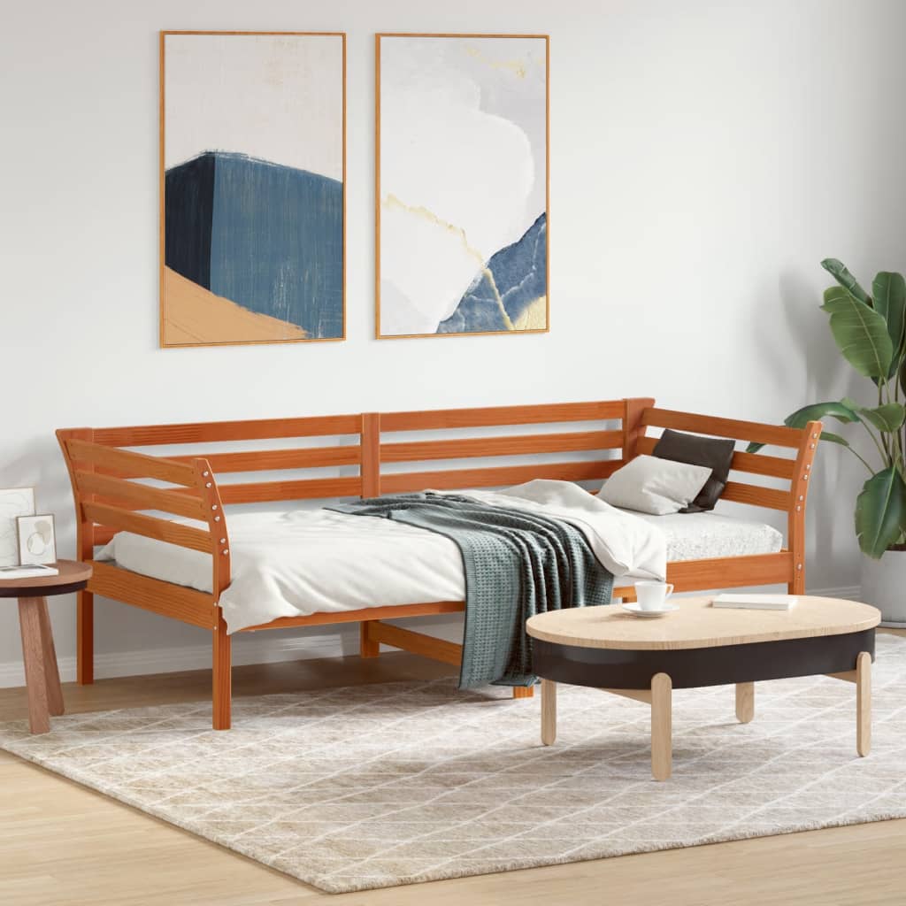Dnevni krevet bez madraca voštano smeđi 75x190 cm borovine