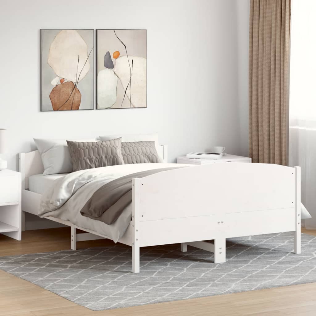 Okvir kreveta bez madraca bijeli 120 x 190 cm masivna borovina