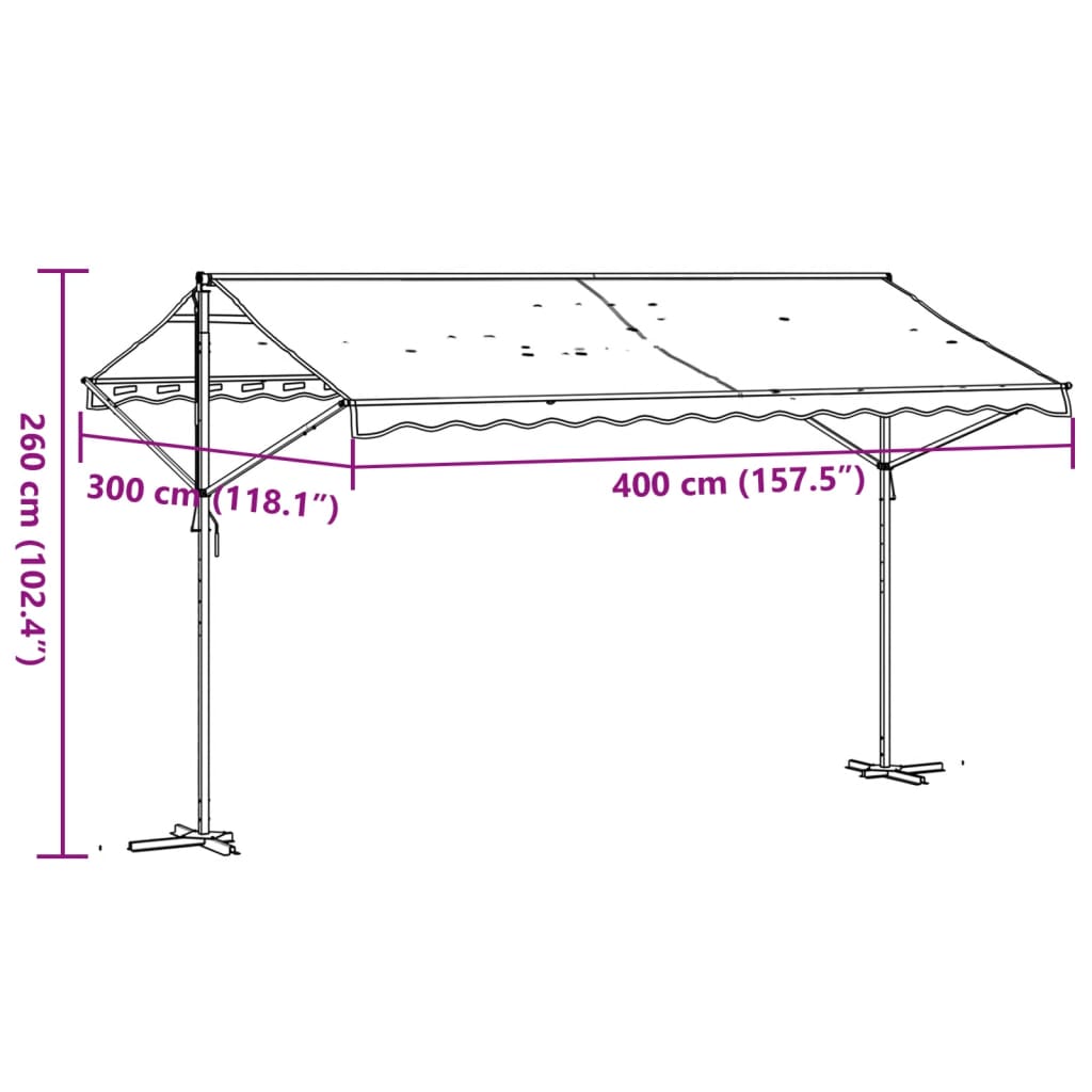 Samostojeća tenda plavo-bijela 400 x 300 cm od tkanine i čelika