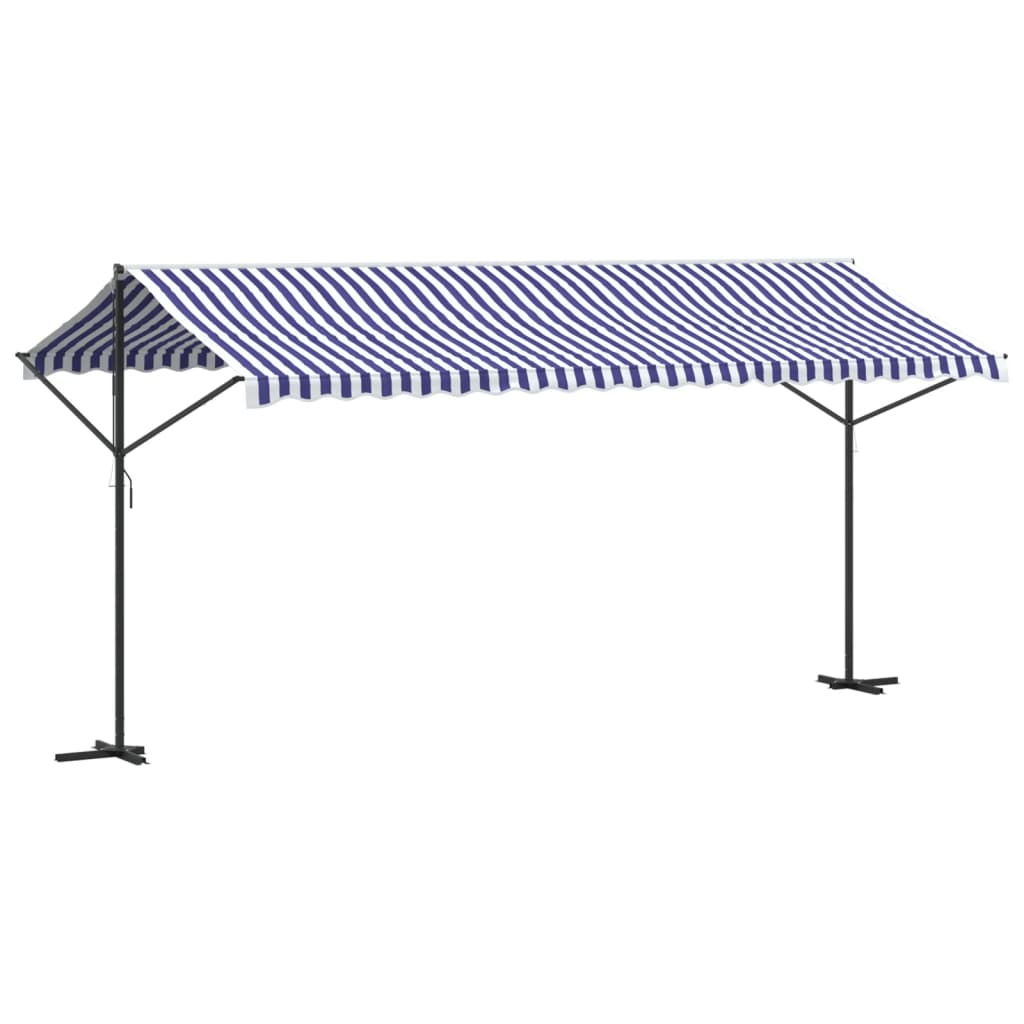 Samostojeća tenda plavo-bijela 500 x 300 cm od tkanine i čelika