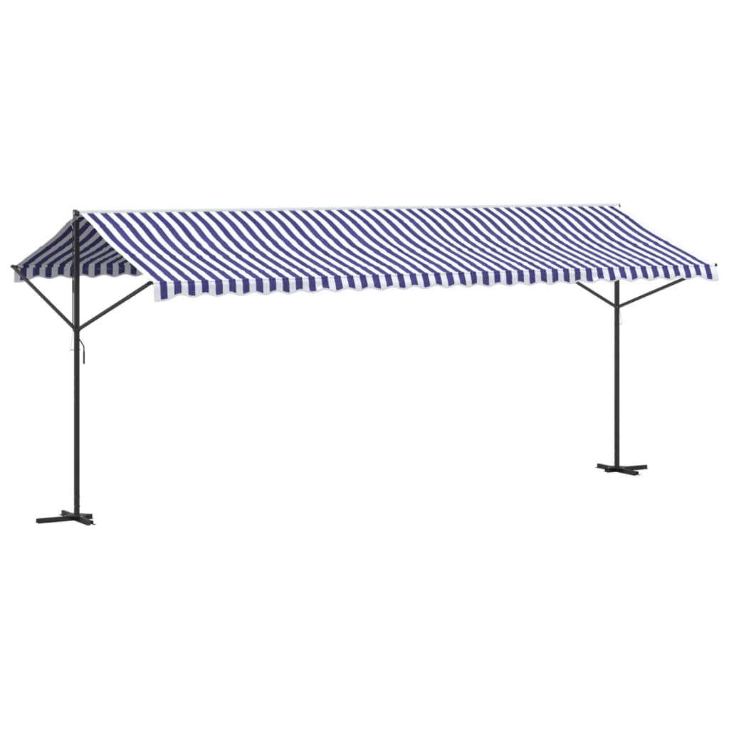 Samostojeća tenda plavo-bijela 600 x 300 cm od tkanine i čelika