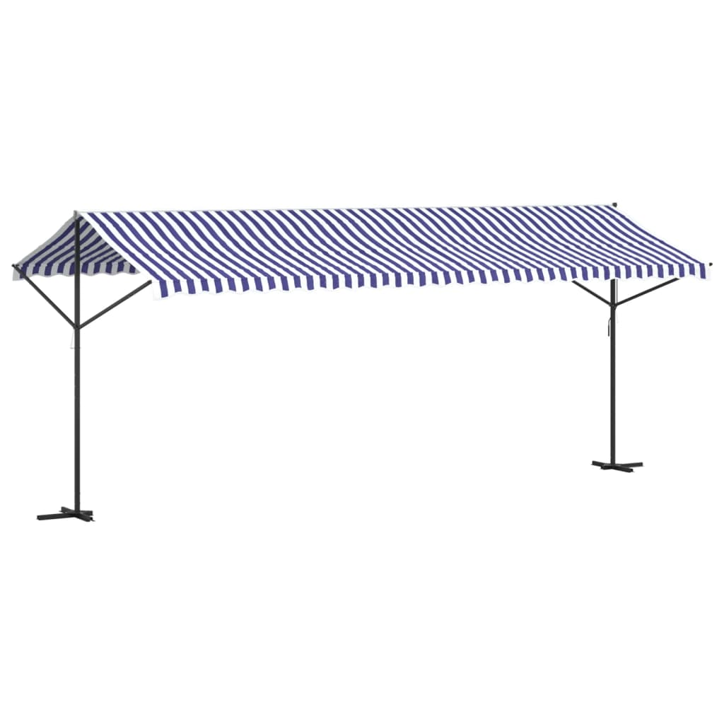Samostojeća tenda plavo-bijela 600 x 300 cm od tkanine i čelika