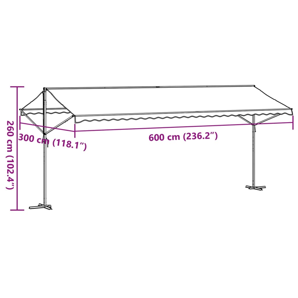 Samostojeća tenda plavo-bijela 600 x 300 cm od tkanine i čelika