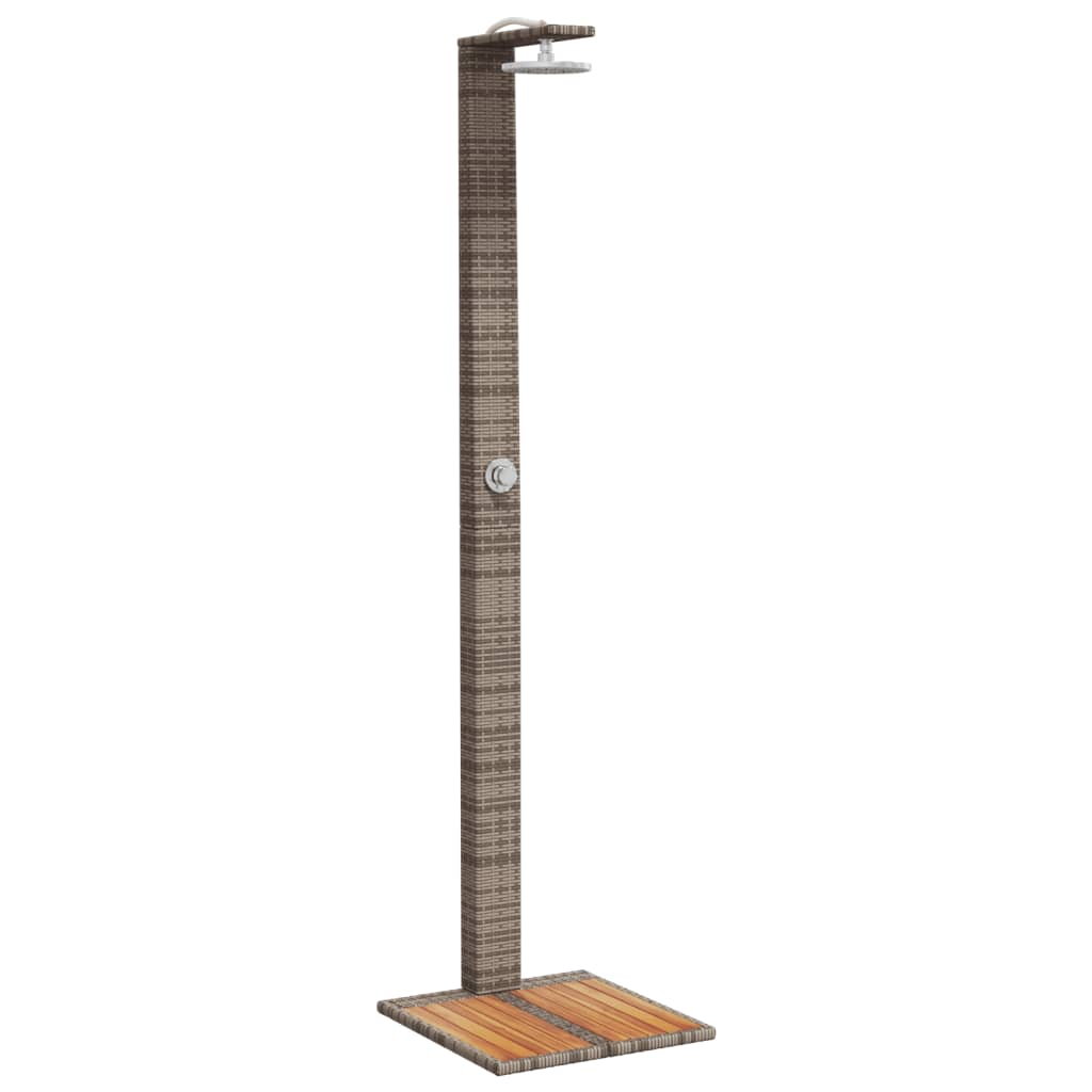 Vanjski tuš sivi 50x55x224 cm od poliratana i bagremovog drva