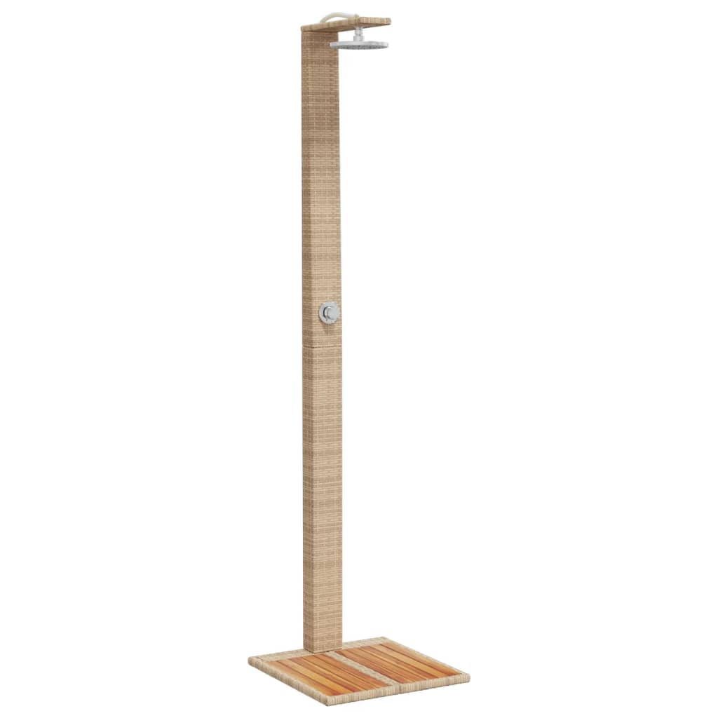Vanjski tuš sivi 50x55x224 cm od poliratana i bagremovog drva