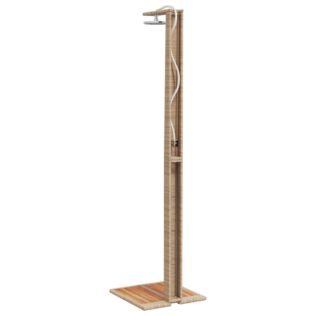 Vanjski tuš sivi 50x55x224 cm od poliratana i bagremovog drva