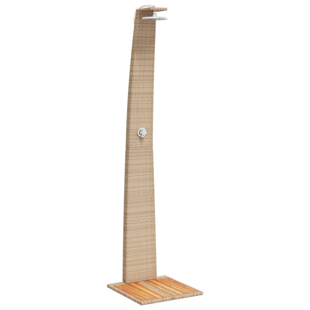 Vanjski tuš bež 55x60x224 cm od poliratana i bagremovog drva