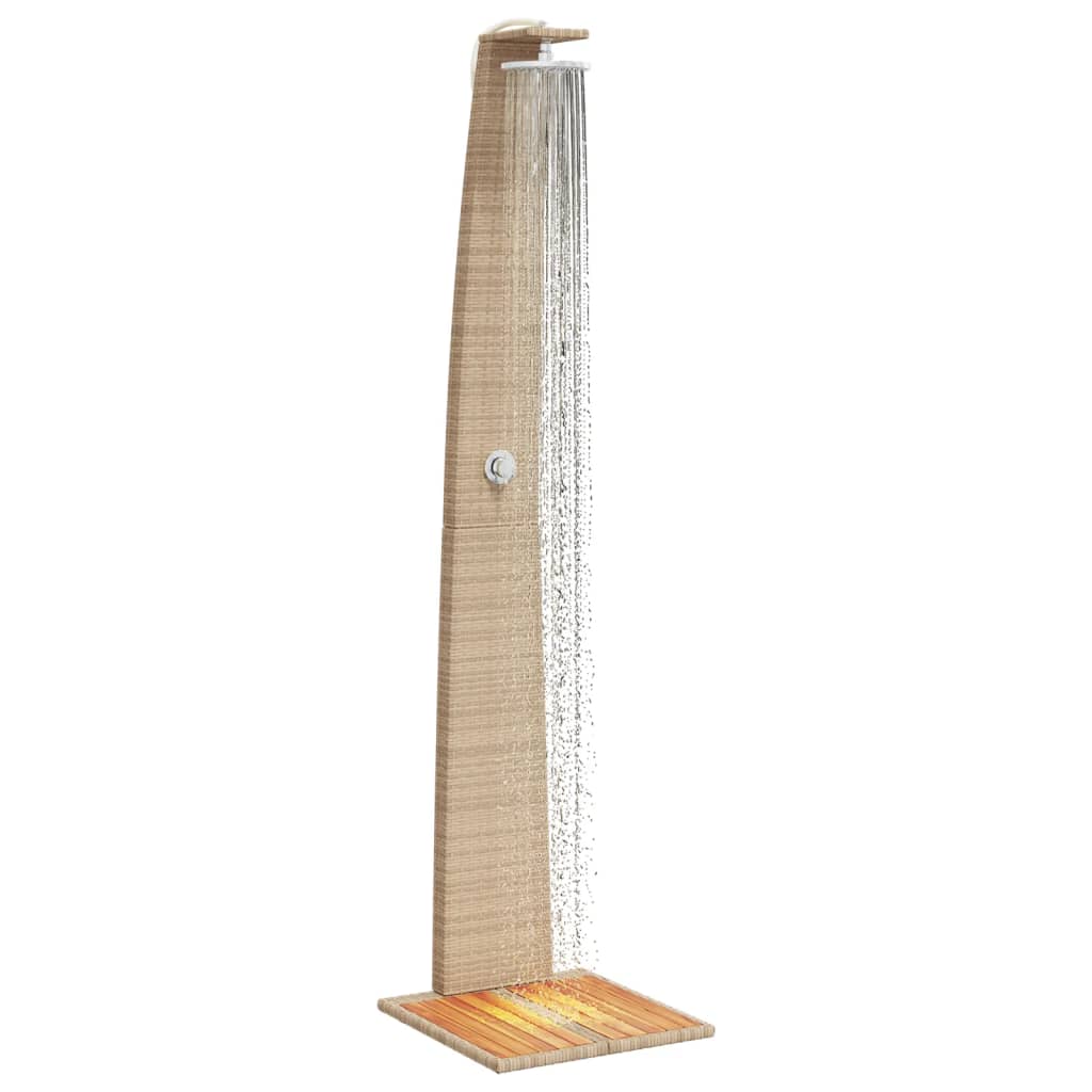 Vanjski tuš bež 55x60x224 cm od poliratana i bagremovog drva