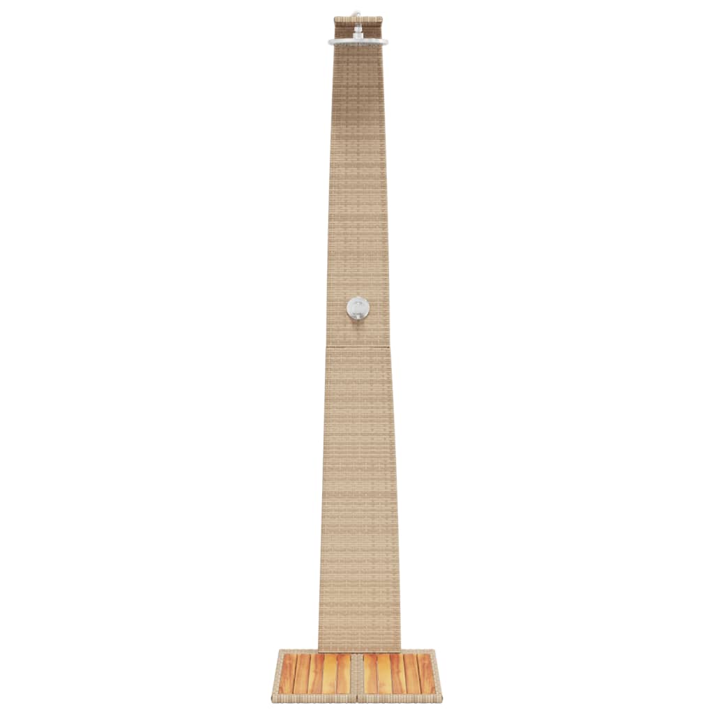 Vanjski tuš bež 55x60x224 cm od poliratana i bagremovog drva