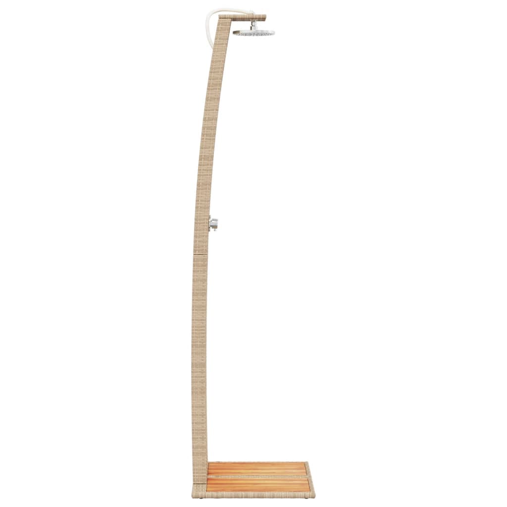 Vanjski tuš bež 55x60x224 cm od poliratana i bagremovog drva