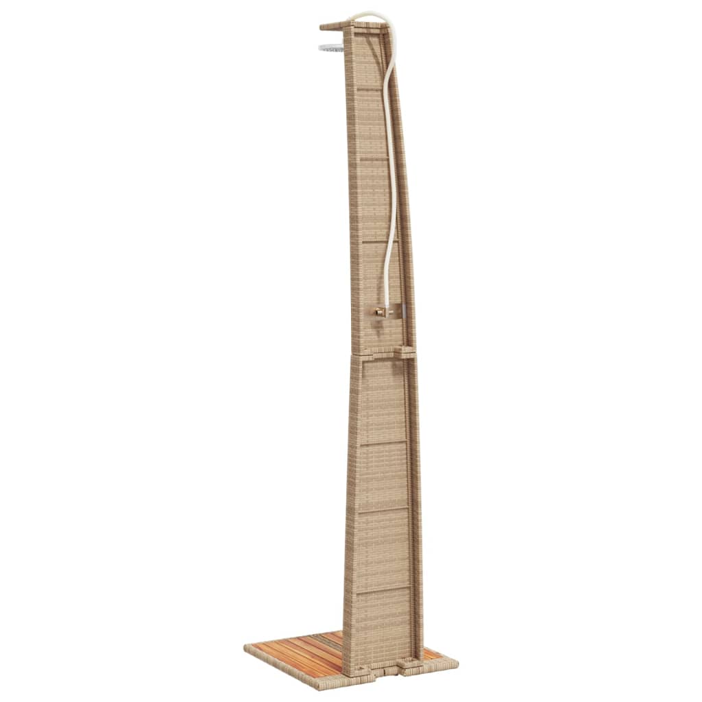 Vanjski tuš bež 55x60x224 cm od poliratana i bagremovog drva