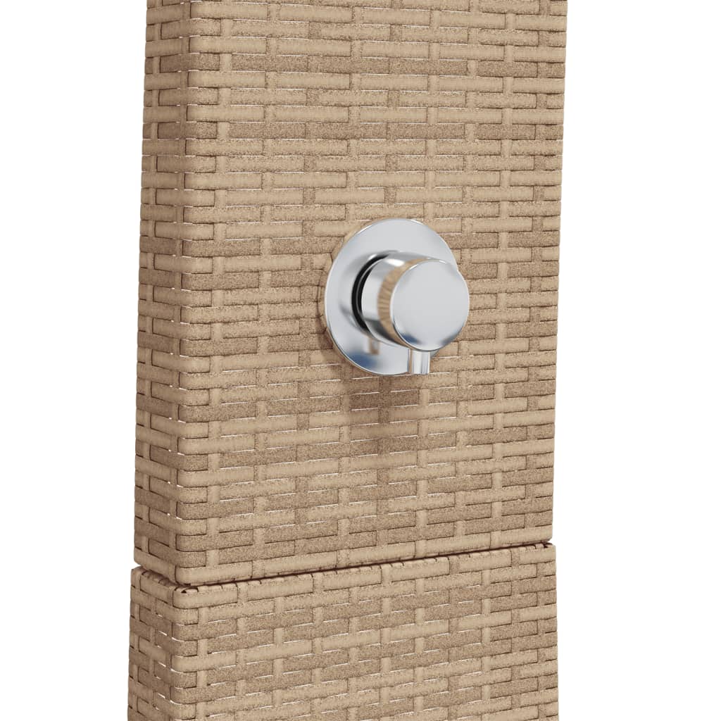 Vanjski tuš bež 55x60x224 cm od poliratana i bagremovog drva