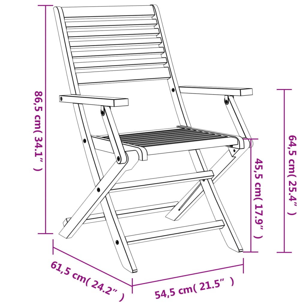 Sklopive vrtne stolice 2 kom 54,5x61,5x86,5 cm od drva bagrema