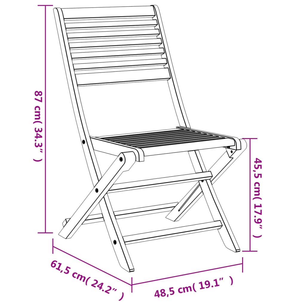 Sklopive vrtne stolice 2 kom 48,5x61,5x87 cm od drva bagrema