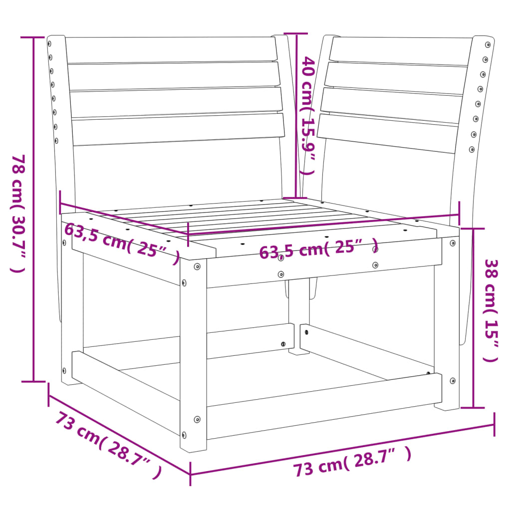 Kutna vrtna sofa 73 x 73 x 78 cm od impregnirane borovine