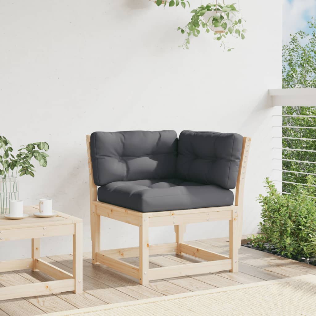 Kutna vrtna sofa s jastucima 73x73x78 cm od masivne borovine