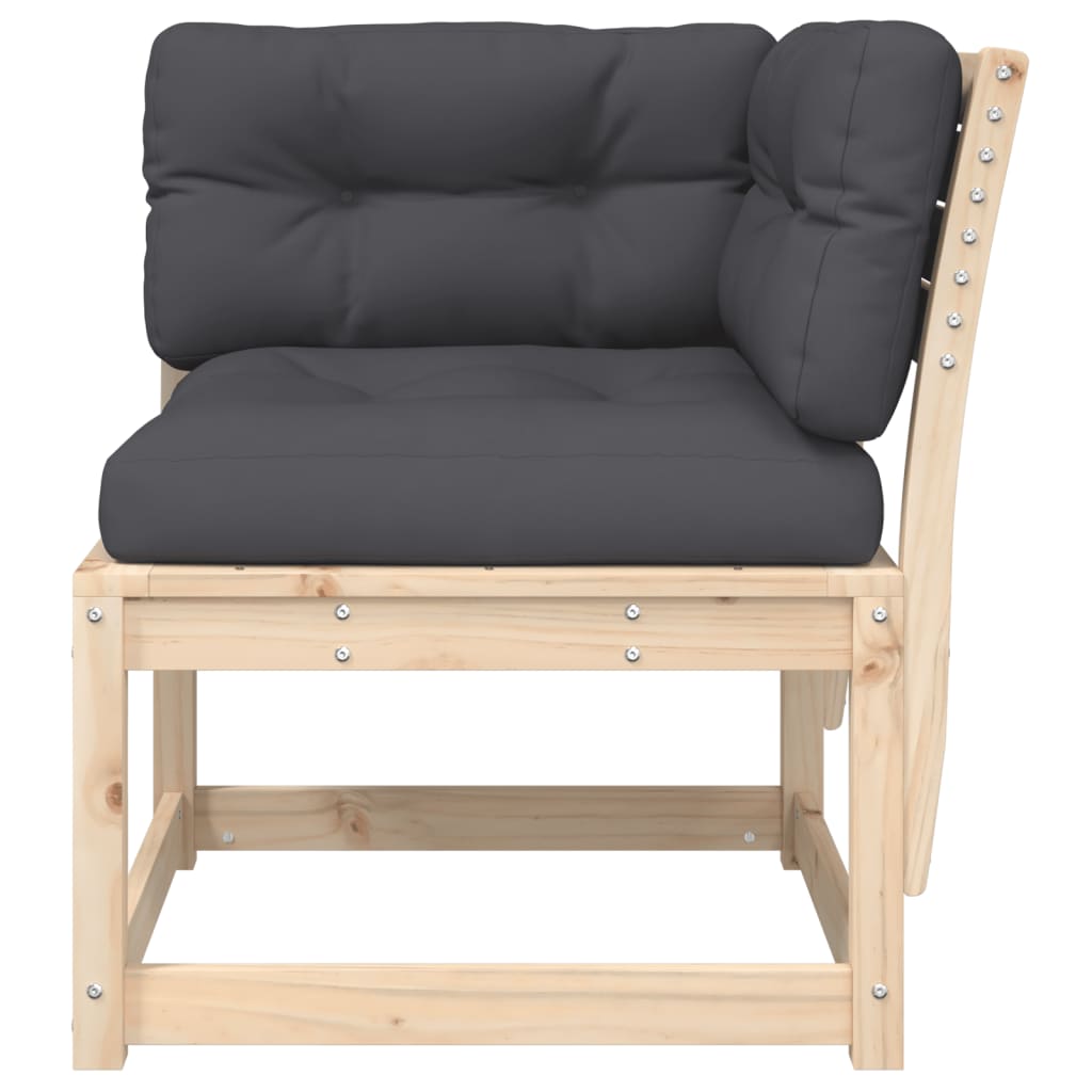 Kutna vrtna sofa s jastucima 73x73x78 cm od masivne borovine
