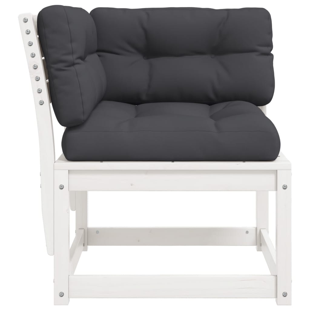 Kutna vrtna sofa s jastucima bijela 73 x 73 x 78 cm od borovine