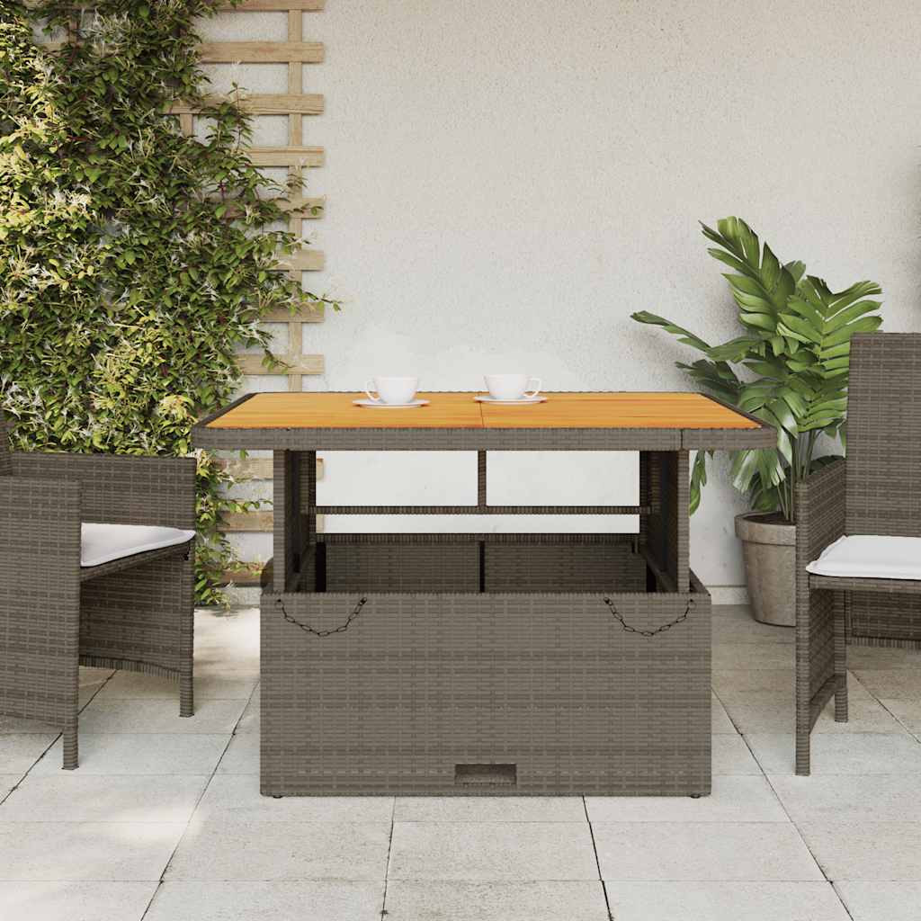 Vrtni stol sivi 110 x 110 x 71 cm poliratan i bagremovo drvo